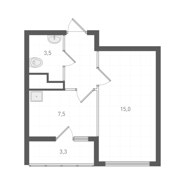 Планировка — Старт, 1-комн., 30 м²