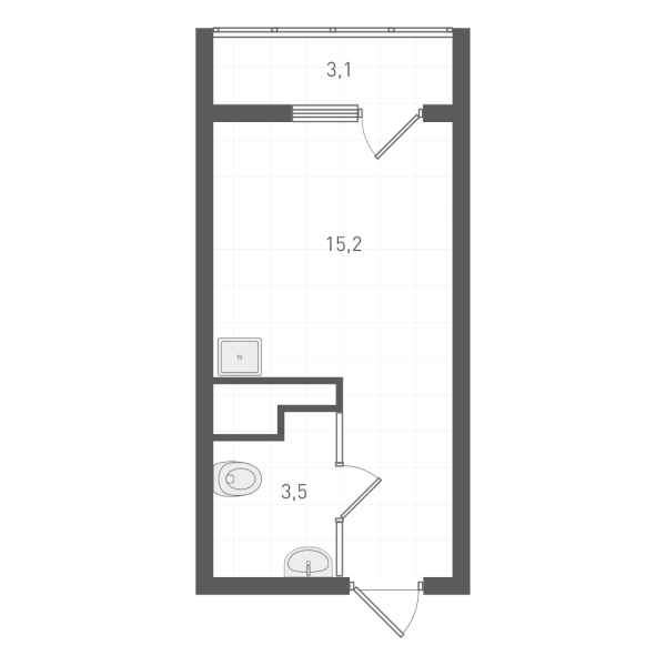 Планировка — Старт, Студия, 18 м²