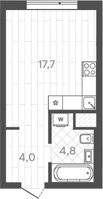 Планировка — Да на Амундсена, Студия, 27 м²