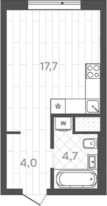 Планировка — Да на Амундсена, Студия, 26 м²