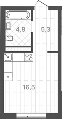 Планировка — Да на Амундсена, Студия, 27 м²