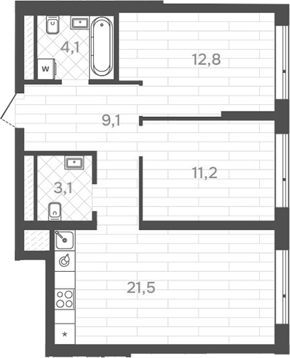 Планировка — Да на Амундсена, 2-комн., 62 м²