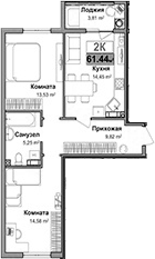 Планировка — Город Мира, 2-комн., 54 м²