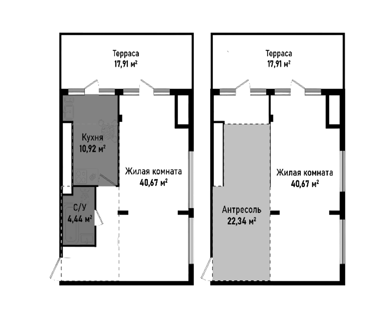 Планировка — Бухта Счастливая, 2-комн., 78 м²