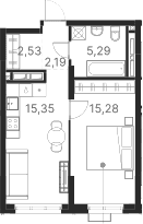 Планировка — Атлас Ривер, 1-комн., 41 м²