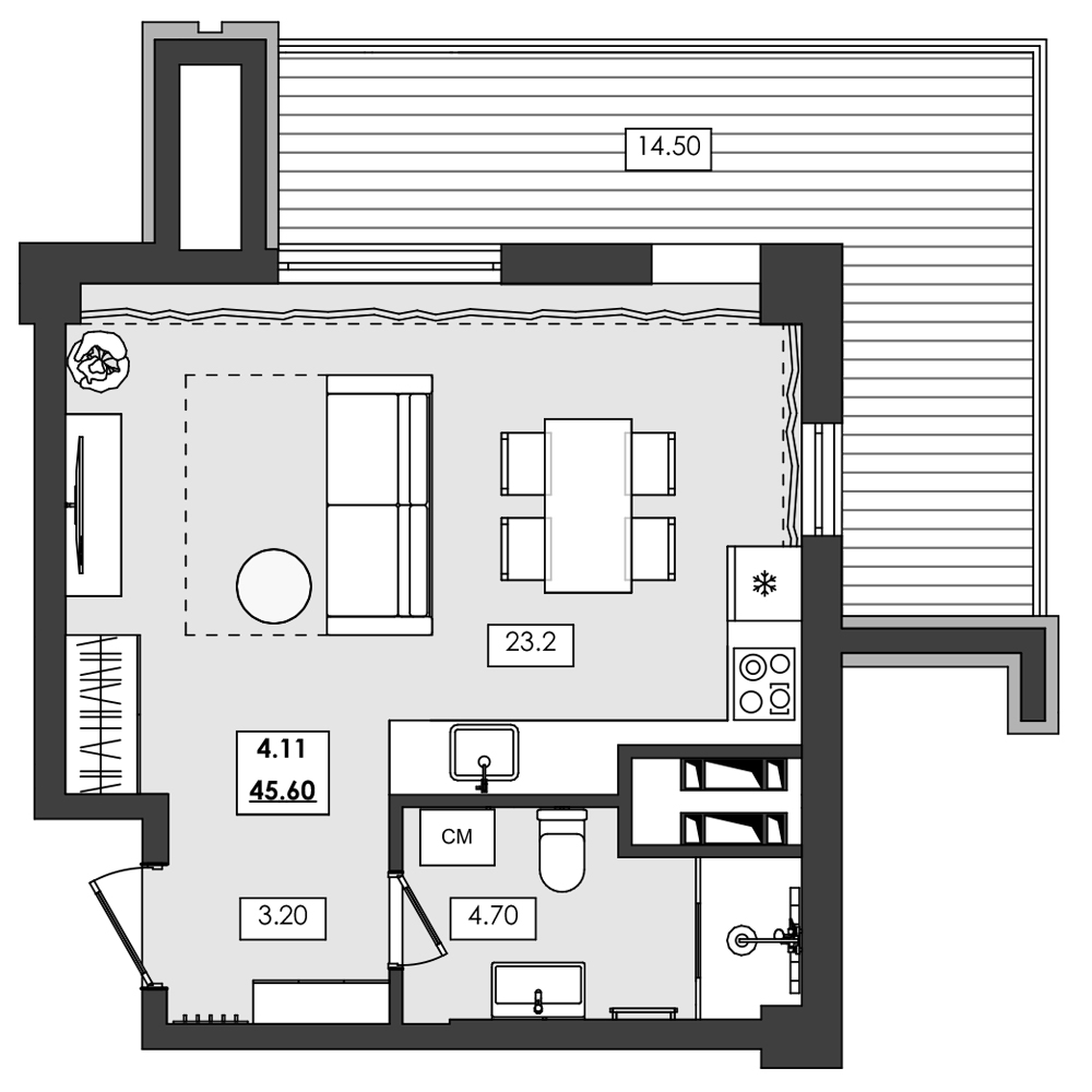 Планировка — Алушта-Ривьера, Студия, 31 м²