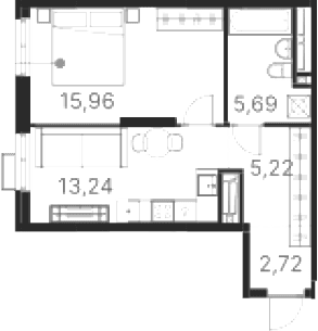 Планировка — Атлас Ривер, 1-комн., 43 м²