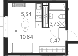 Планировка — Атлас Ривер, Студия, 25 м²