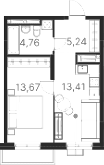 Планировка — Атлас Ривер, 1-комн., 37 м²