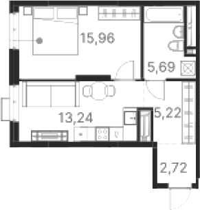 Планировка — Атлас Ривер, 1-комн., 43 м²