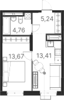 Планировка — Атлас Ривер, 1-комн., 37 м²