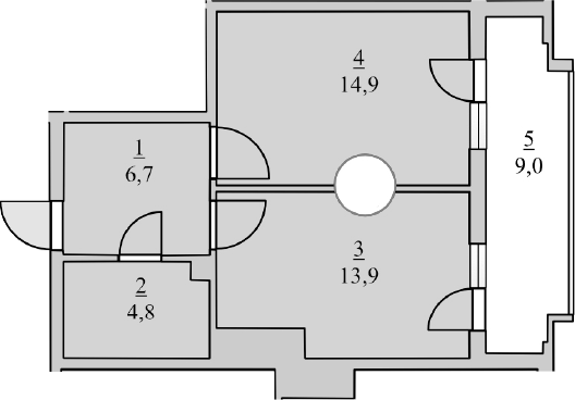Планировка — Княжеский, 1-комн., 40 м²