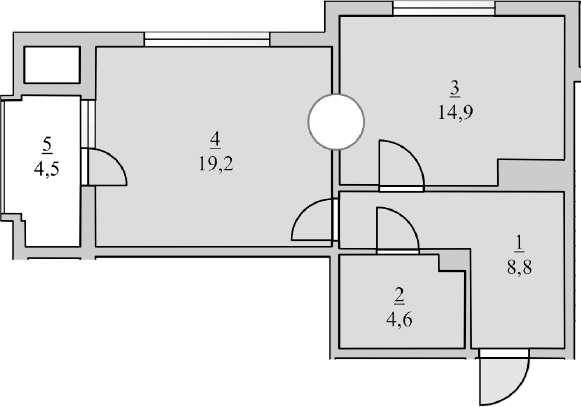 Планировка — Княжеский, 1-комн., 48 м²