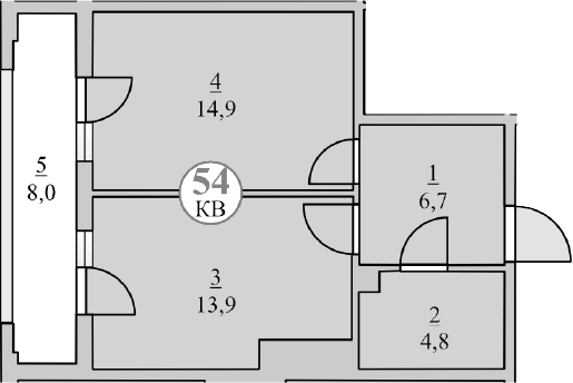 Планировка — Княжеский, 1-комн., 40 м²
