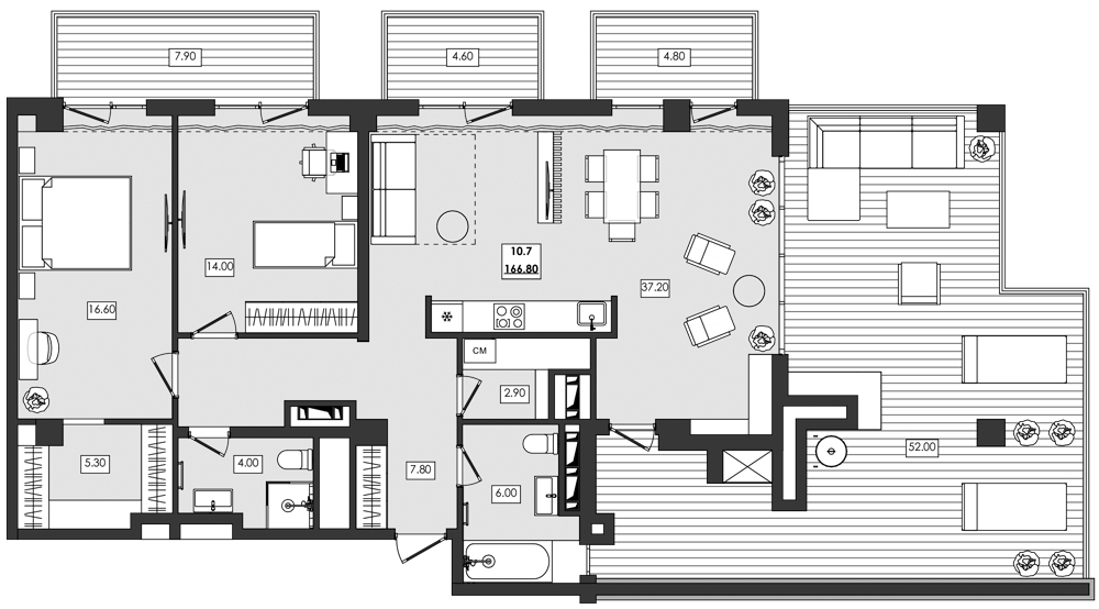 Планировка — Алушта-Ривьера, 2-комн., 98 м²
