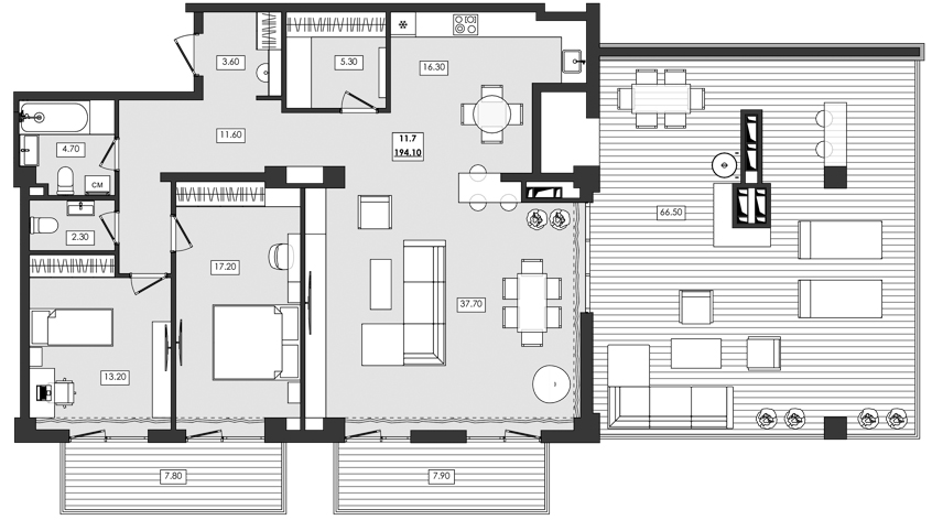 Планировка — Алушта-Ривьера, 2-комн., 112 м²