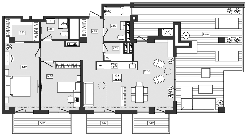 Планировка — Алушта-Ривьера, 2-комн., 98 м²