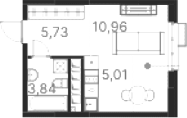 Планировка — Атлас Ривер, Студия, 26 м²