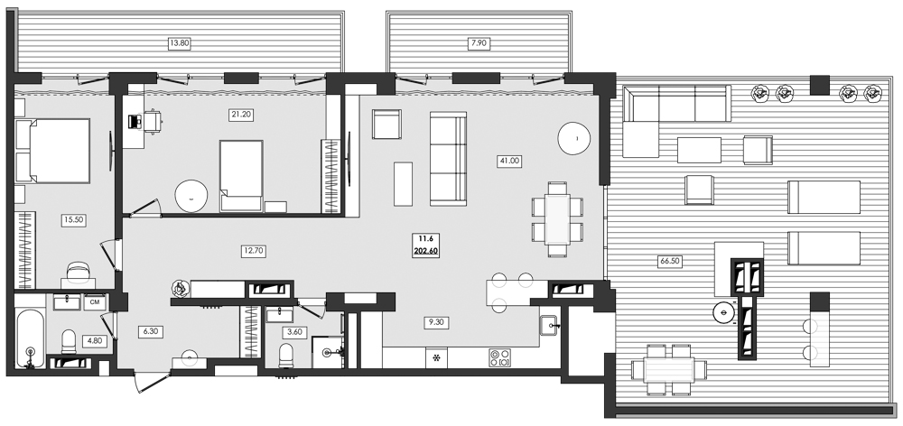 Планировка — Алушта-Ривьера, 2-комн., 114 м²