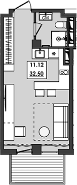 Планировка — Алушта-Ривьера, Студия, 28 м²