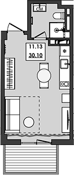 Планировка — Алушта-Ривьера, Студия, 25 м²