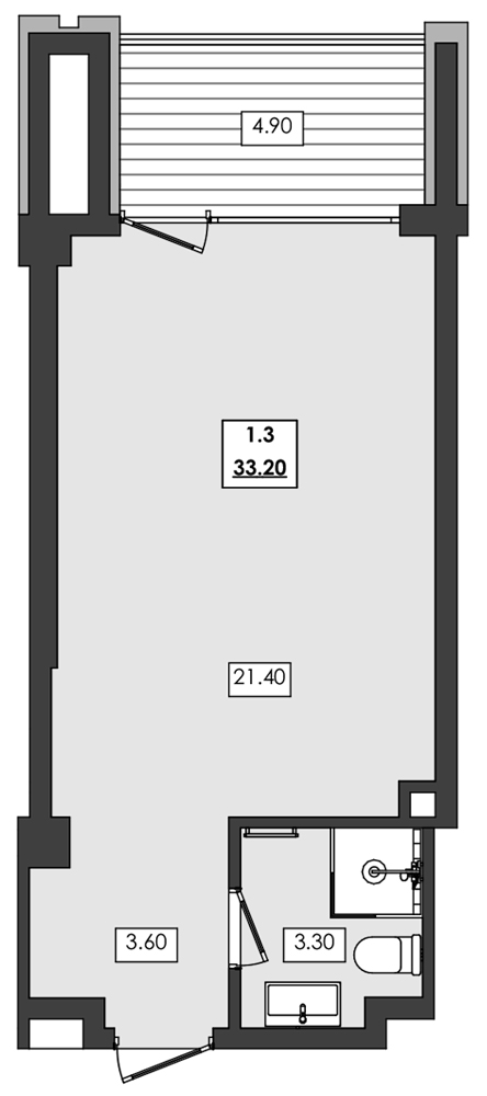 Планировка — Алушта-Ривьера, 1-комн., 28 м²