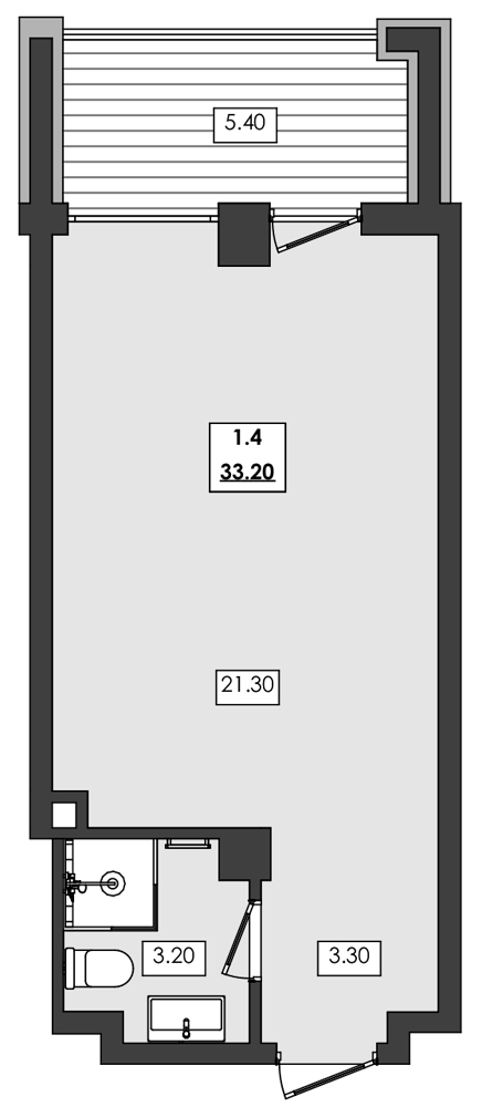 Планировка — Алушта-Ривьера, 1-комн., 28 м²