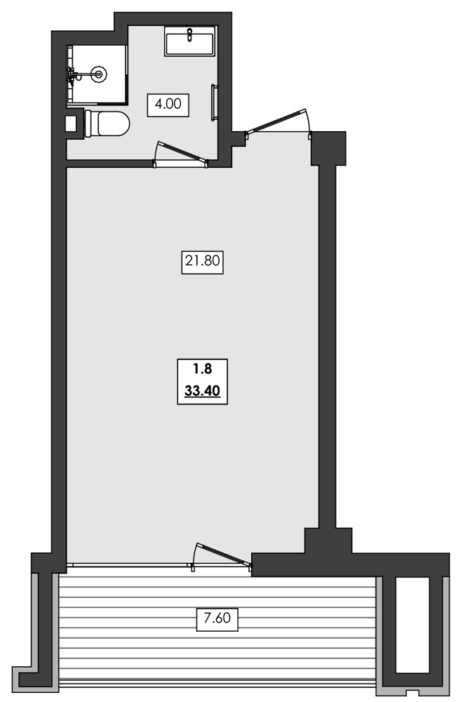 Планировка — Алушта-Ривьера, 1-комн., 26 м²