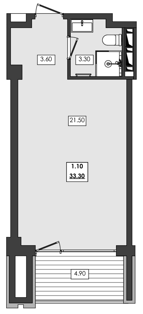 Планировка — Алушта-Ривьера, 1-комн., 28 м²