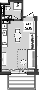 Планировка — Алушта-Ривьера, Студия, 25 м²