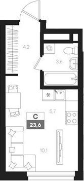 Планировка — Интро, Студия, 24 м²