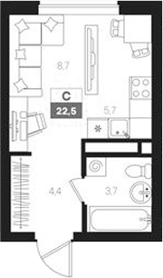 Планировка — Интро, Студия, 23 м²