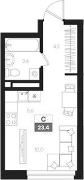 Планировка — Интро, Студия, 23 м²