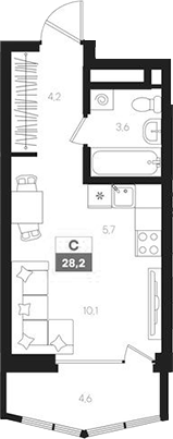 Планировка — Интро, Студия, 24 м²