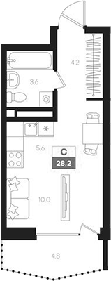 Планировка — Интро, Студия, 23 м²