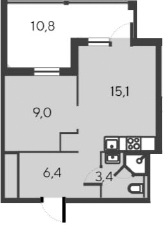 Планировка — Alba del Mare, 2-комн., 34 м²