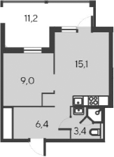 Планировка — Alba del Mare, 2-комн., 34 м²