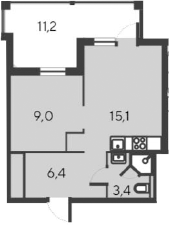 Планировка — Alba del Mare, 2-комн., 34 м²