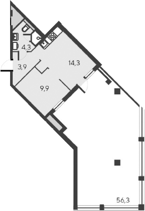 Планировка — Alba del Mare, 2-комн., 32 м²