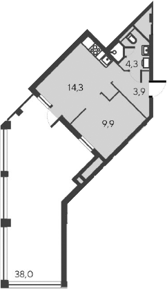 Планировка — Alba del Mare, 2-комн., 32 м²