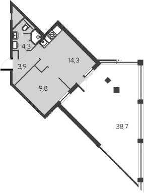 Планировка — Alba del Mare, 2-комн., 31 м²