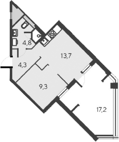 Планировка — Alba del Mare, 2-комн., 32 м²