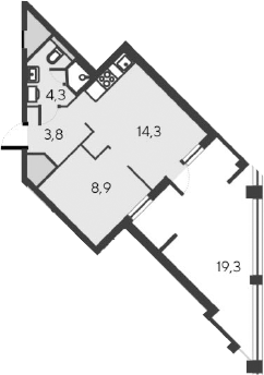 Планировка — Alba del Mare, 2-комн., 31 м²