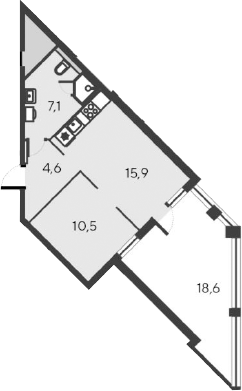 Планировка — Alba del Mare, 2-комн., 38 м²
