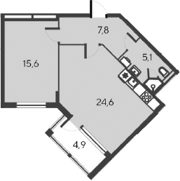 Планировка — Alba del Mare, 2-комн., 53 м²