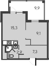 Планировка — Alba del Mare, 2-комн., 35 м²