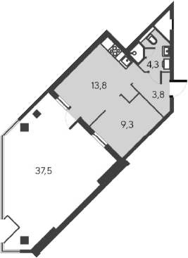 Планировка — Alba del Mare, 2-комн., 31 м²