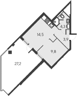 Планировка — Alba del Mare, 2-комн., 33 м²