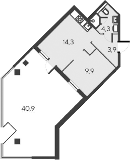 Планировка — Alba del Mare, 2-комн., 32 м²