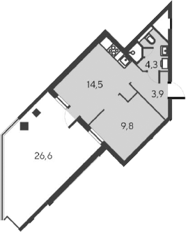 Планировка — Alba del Mare, 2-комн., 32 м²